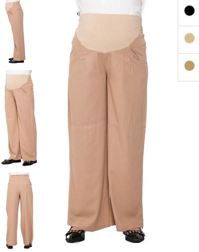 Pantalon de lino pierna ancha con bolsillos y pinza faja elastizada en panza. Que será