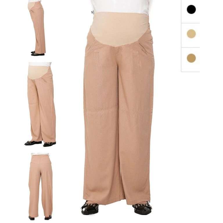 Pantalon de lino pierna ancha con bolsillos y pinza faja elastizada en panza.Que sera
