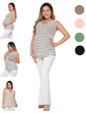 Musculosa hilo tejida rayada con mangas superpuestas.Que sera