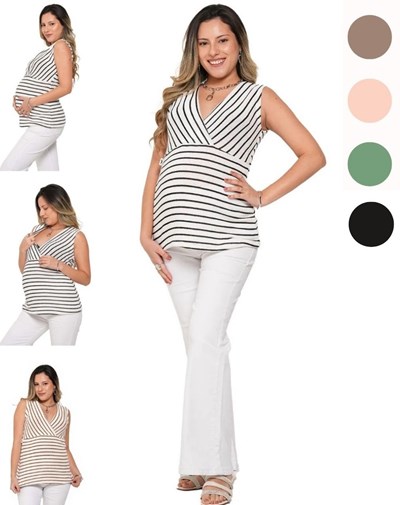 Musculosa hilo tejida rayada con mangas superpuestas.Que sera