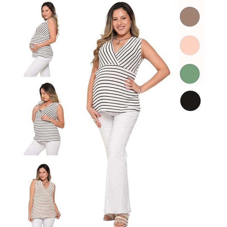 Musculosa hilo tejida rayada con mangas superpuestas.Que sera