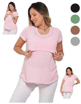 REMERA MANGA CORTA DE HILO. PARA AMAMANTAR. QUE SERA