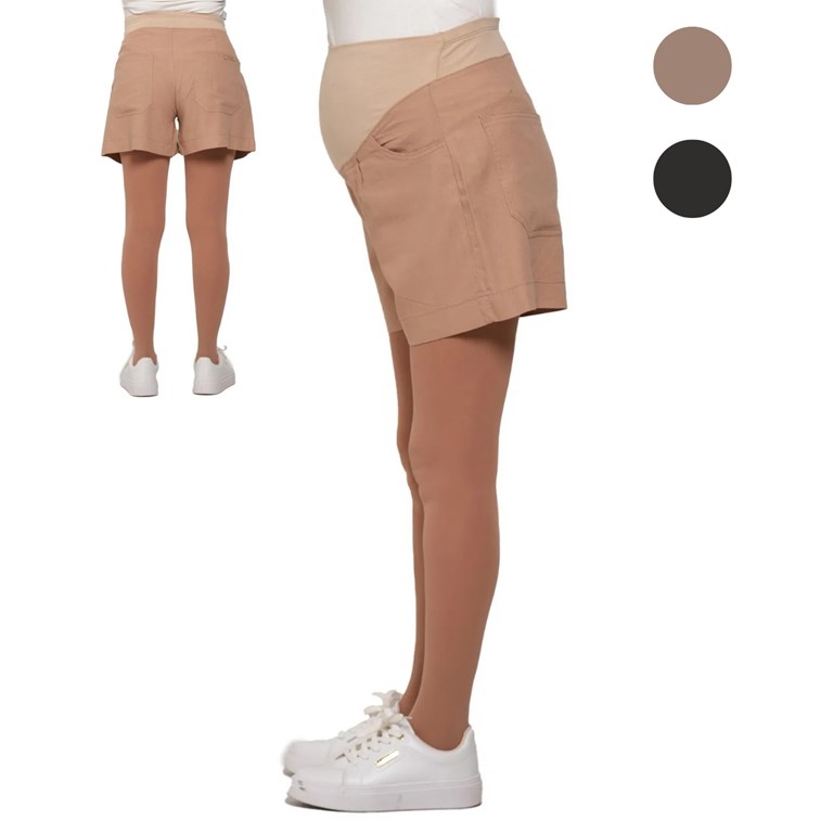 Short de lino con pinzas y faja elastizada en panza.Que sera
