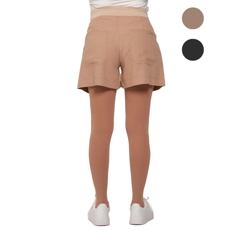 Short de lino con pinzas y faja elastizada en panza.Que sera