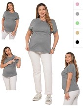 Remera elastizada overside con recortes y sistema para amamantar.Que sera