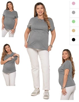 Remera elastizada overside con recortes y sistema para amamantar.Que sera