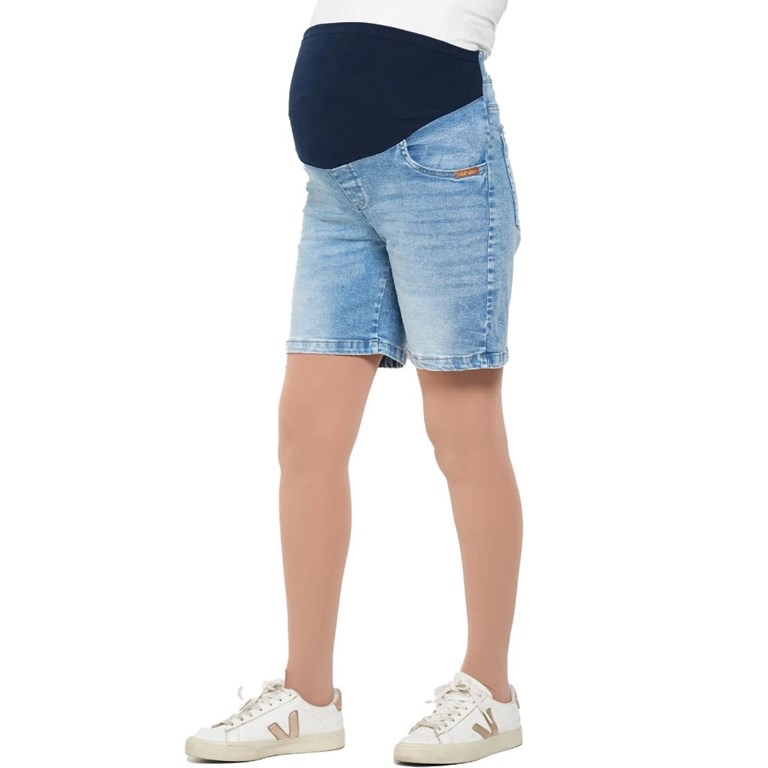 SHORT DE JEAN CON FAJA DE ALGODON ELASTIZADO. QUE SERA