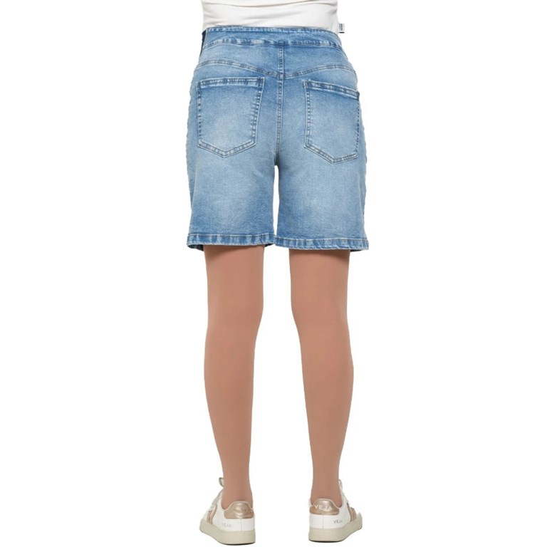 SHORT DE JEAN CON FAJA DE ALGODON ELASTIZADO. QUE SERA