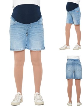 SHORT DE JEAN CON FAJA DE ALGODON ELASTIZADO. QUE SERA