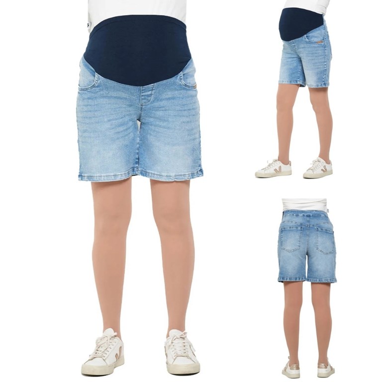 SHORT DE JEAN CON FAJA DE ALGODON ELASTIZADO. QUE SERA