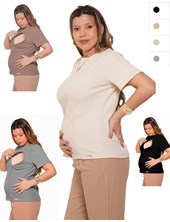 Remera tela wafle liviana con cierres en laterales para amamantar.Que sera