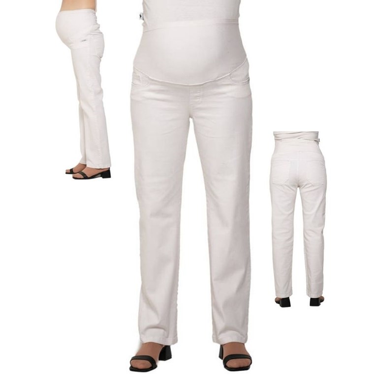 Jean blanco recto con faja de algodon elastizada en panza.Que sera