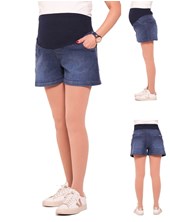 SHORT DE JEAN CON PIERNA ANCHA, FAJA DE ALGODON ELASTIZADO. QUE SERA