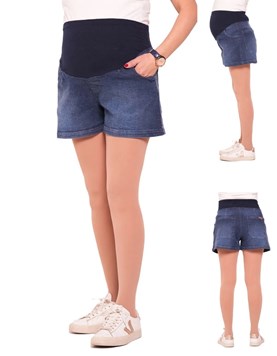 SHORT DE JEAN CON PIERNA ANCHA, FAJA DE ALGODON ELASTIZADO. QUE SERA