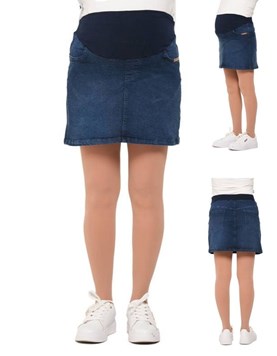 Pollera de jean con faja de algodon elastizada reforzada con elastico en la espalda.Que sera