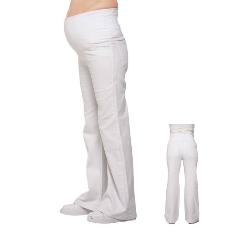 Jean blanco oxford con faja de algodon elastizada en panza.Que sera