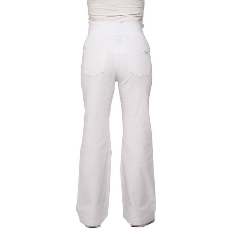 Jean blanco oxford con faja de algodon elastizada en panza.Que sera