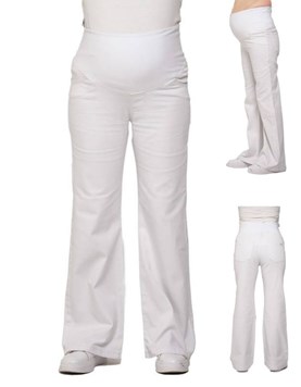 Jean blanco oxford con faja de algodon elastizada en panza.Que sera