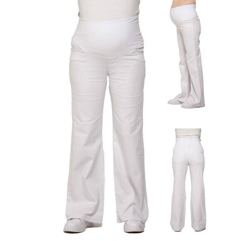 Jean blanco oxford con faja de algodon elastizada en panza.Que sera