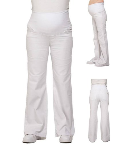 Jean blanco oxford con faja de algodon elastizada en panza.Que sera