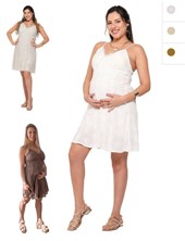 Vestido tela bordada con escote cruzado para amamantar.Que sera