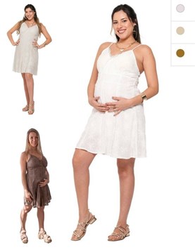 Vestido tela bordada con escote cruzado para amamantar.Que sera