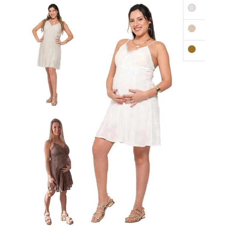 Vestido tela bordada con escote cruzado para amamantar.Que sera