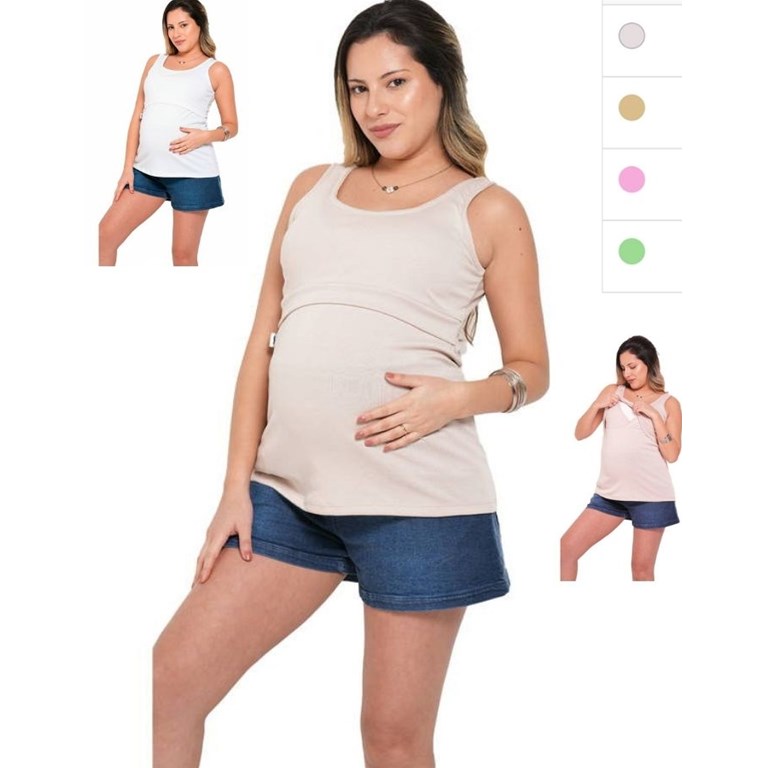 Musculosa de simil algodon super elastizada superpuesta para amamantar. Que sera