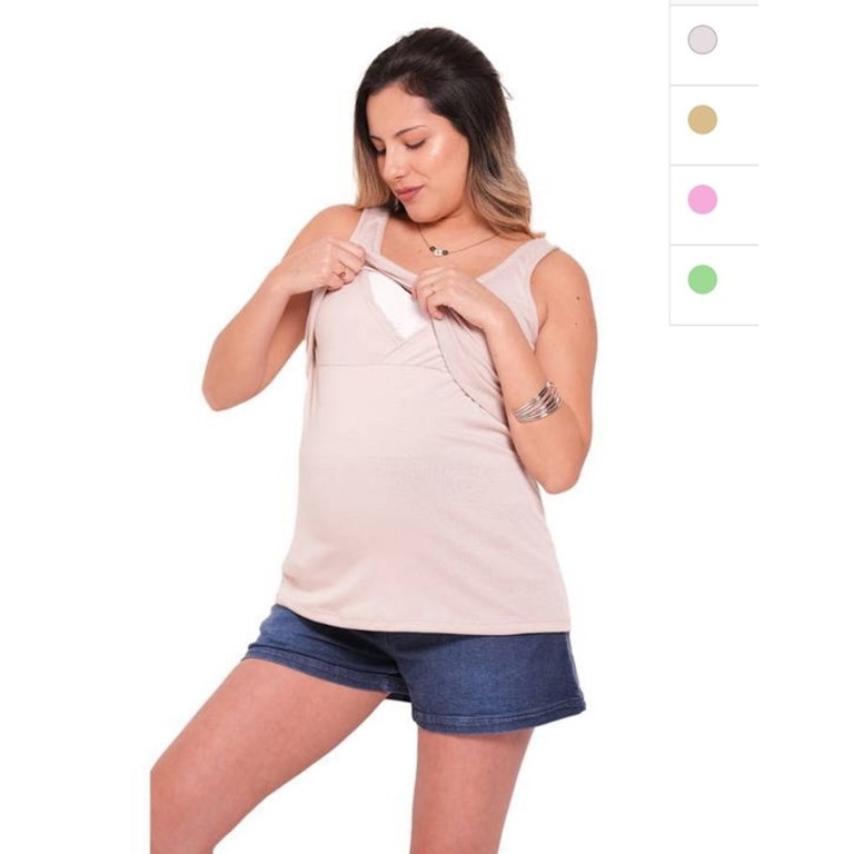 Musculosa de simil algodon super elastizada superpuesta para amamantar. Que sera