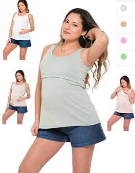 Musculosa de simil algodon super elastizada superpuesta para amamantar. Que sera