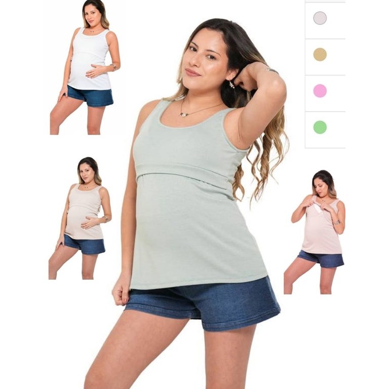 Musculosa de simil algodon super elastizada superpuesta para amamantar. Que sera