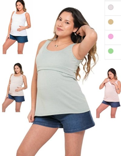 Musculosa de simil algodon super elastizada superpuesta para amamantar. Que sera