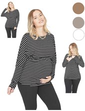 REMERA MANGA LARGA FM MODAL RAYAS VISCOSA OVERSIZE PARA AMAMANTAR. QUE SERA