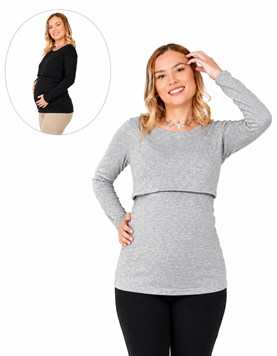 REMERA LANILLA CLASICA CON CUELLO AMPLIO Y RECORTE DELANTERO PARA AMAMANTAR. QUE SERA