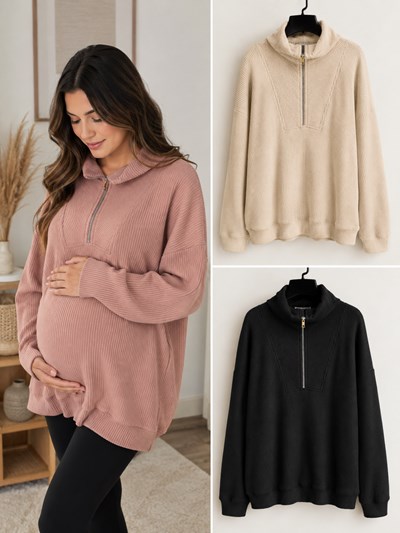 SWEATER LANILLA MORLEY CON CIERRE METALIZADO AMPLIO PARA AMAMANTAR. QUE SERA