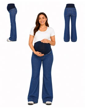 JEAN RECTO SEMI OXFORD CON BOTAMANGA ANCHA CON FAJA ALGODON ELASTIZADA ALTA. QUE SERA