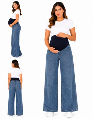 JEAN FM SPX S/WIDE LEG C/FAJA AZUL. QUE SERA