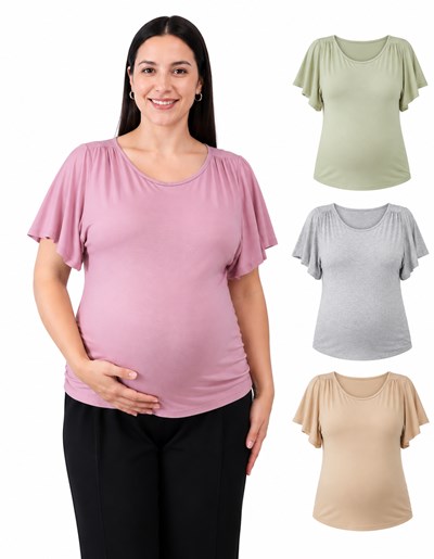 REMERA MANGA CORTA MODAL ELASTIZADO CON SISTEMA PARA AMAMANTAR. QUE SERA