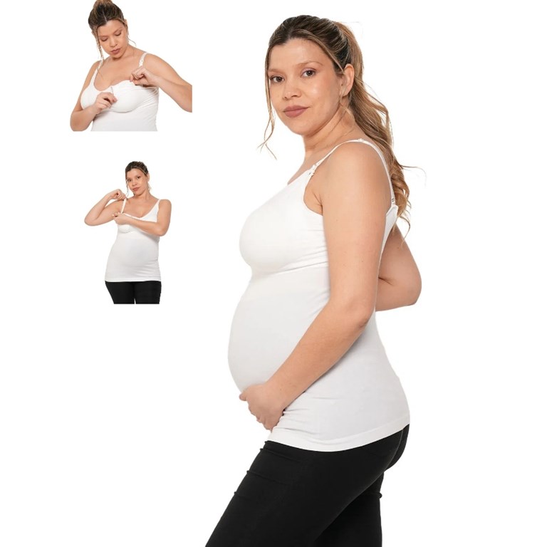 A325 BLANCO CAMISETA PARA AMAMANTAR SIN COSTURA CON BRETEL. QUE SERA