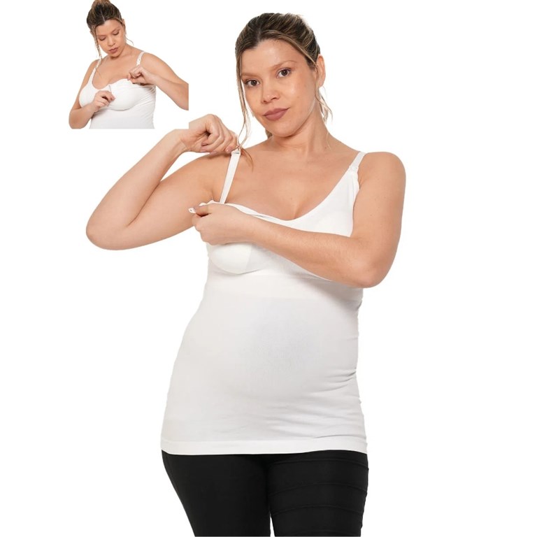 A325 BLANCO CAMISETA PARA AMAMANTAR SIN COSTURA CON BRETEL. QUE SERA