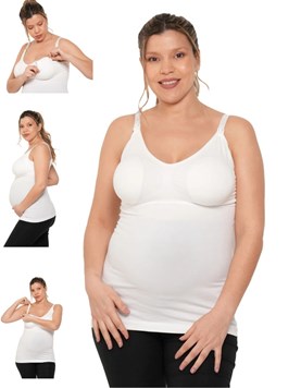 A325 BLANCO CAMISETA PARA AMAMANTAR SIN COSTURA CON BRETEL. QUE SERA