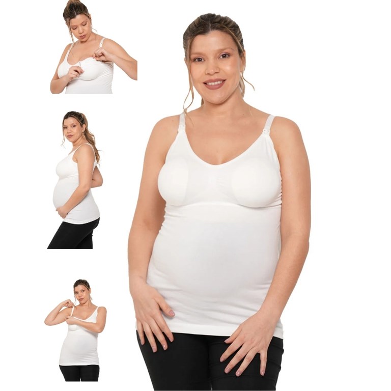 A325 BLANCO CAMISETA PARA AMAMANTAR SIN COSTURA CON BRETEL. QUE SERA