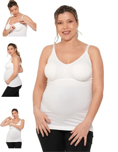 A325 BLANCO CAMISETA PARA AMAMANTAR SIN COSTURA CON BRETEL. QUE SERA