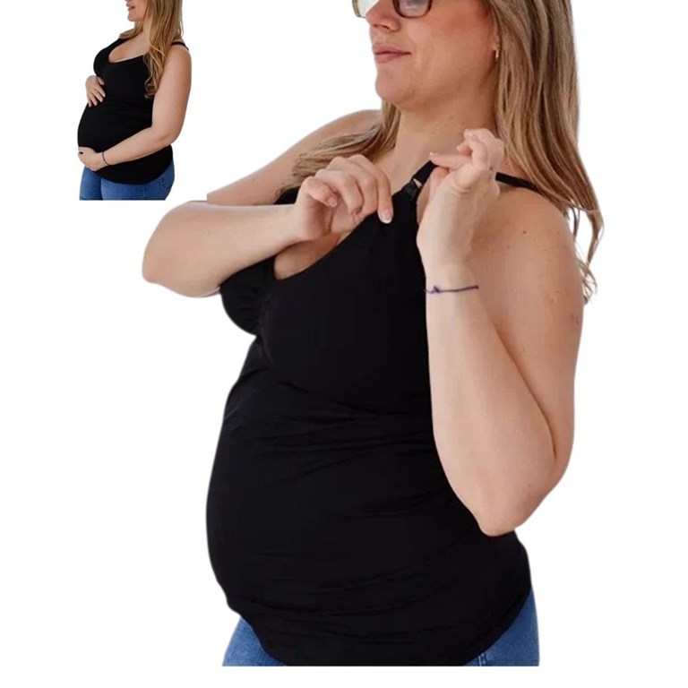 A325 NEGRO CAMISETA PARA AMAMANTAR SIN COSTURA CON BRETEL. QUE SERA