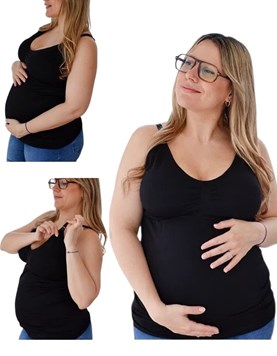 A325 NEGRO CAMISETA PARA AMAMANTAR SIN COSTURA CON BRETEL. QUE SERA