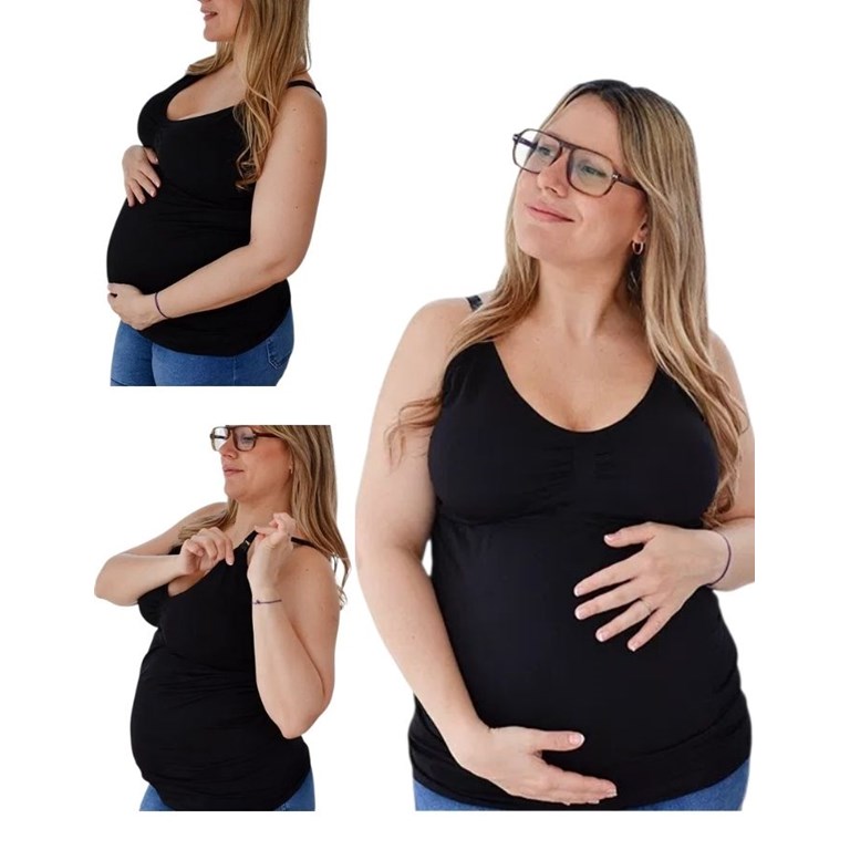 A325 NEGRO CAMISETA PARA AMAMANTAR SIN COSTURA CON BRETEL. QUE SERA