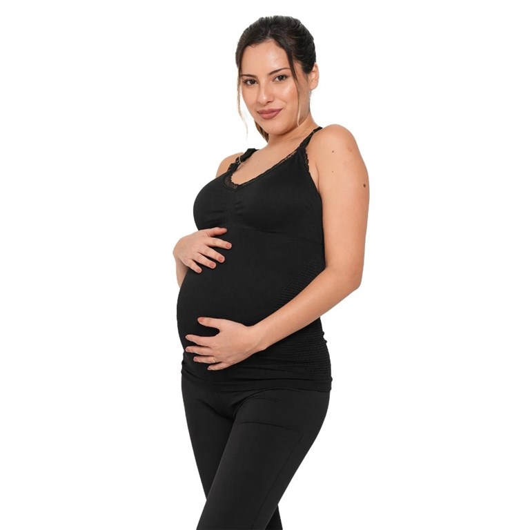 A330 NEGRO CAMISETA SIN COSTURA CON PUNTILLA, PARA AMAMANTAR. QUE SERA