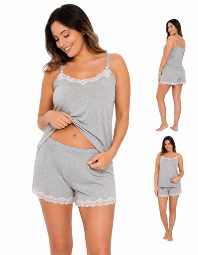 A538 GRIS PIJAMA CORTO DE MODAL. QUE SERA