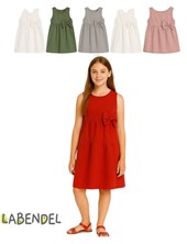 VESTIDO NIÑA TUSOR SIN MANGA CON MOÑO. COLORES: ROJO-OLIVA-BLANCO-ROSA-GRIS TIZA-AERO-NATURAL. LABENDEL