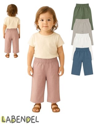 Pantalon tusor beba wide leg. Colores: Rojo-Oliva-Blanco-Gris tiza-Aero-Natural. Labendel